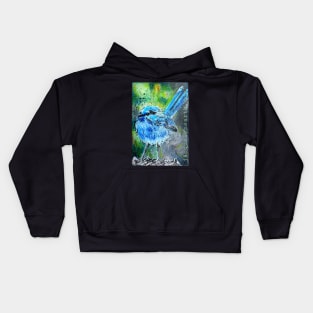 Baby Blue Fairy Wren Kids Hoodie